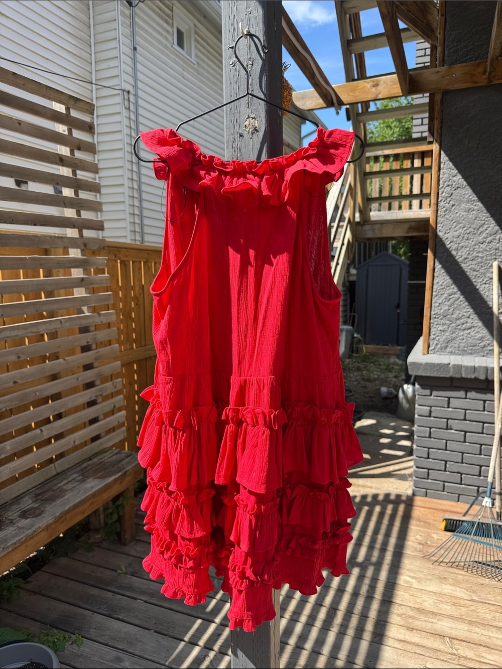 H&M Bright Red Ruffle Mini Dress - Picture 3 of 3